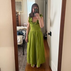 Elegant Green Ruffle Dress